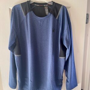 Spyder Men's Navy and Black Long Sleeve Dry Fit Tee